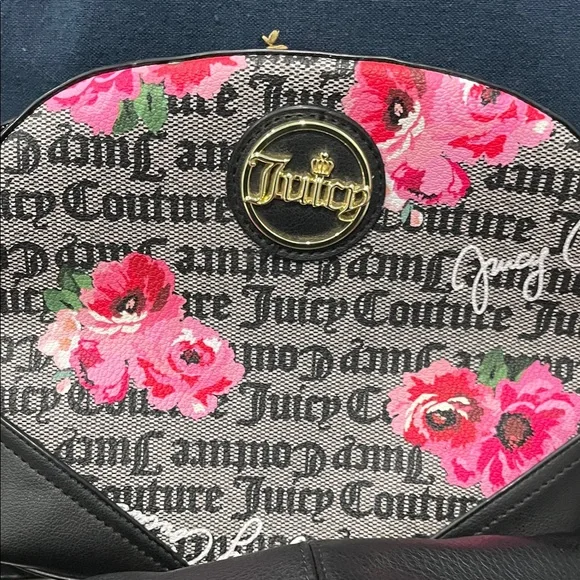 Juicy Couture Black and Floral Crossbody Bag, Black Fanny pack Two piece set - Picture 5 of 8